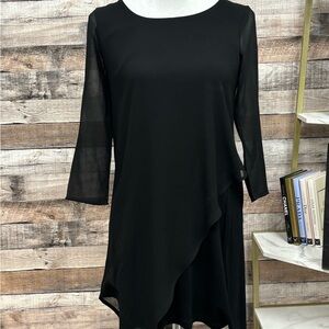 Neiman Marcus Black Sheath Asymmetric Layered XS